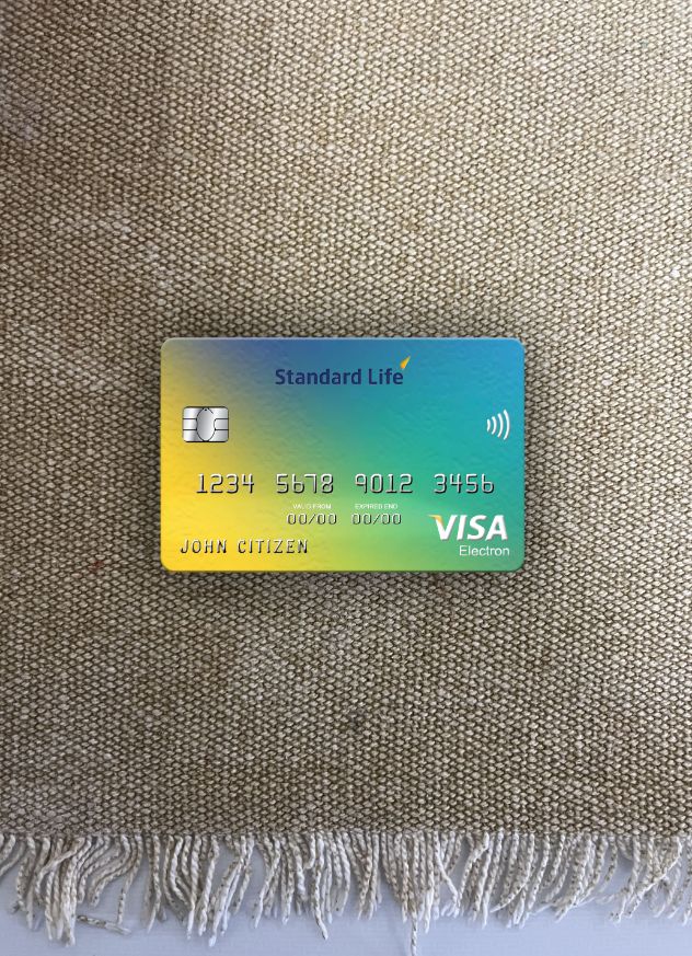 Hochwertige Herunterladen Vereinigtes Königreich Standard Life Bank Visa Electron Karte Foto-Look Vorderseite Photoshop Vorlage