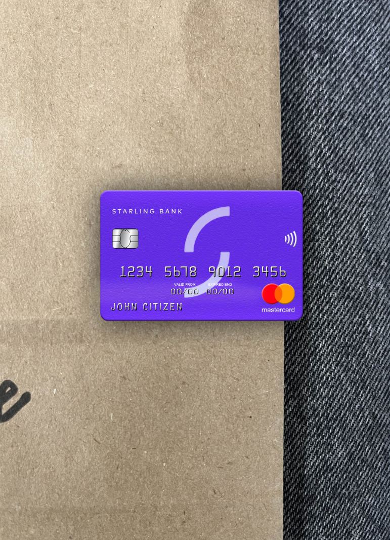 Realistische Herunterladen Vereinigtes Königreich Starling Bank Mastercard Foto-Look Vorderseite Photoshop Vorlage