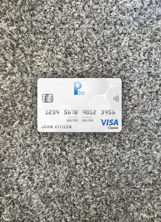 Professionelle Herunterladen Vereinigtes Königreich The Pension Service Bank Visa Classic Karte Foto-Look Vorderseite Photoshop Vorlage