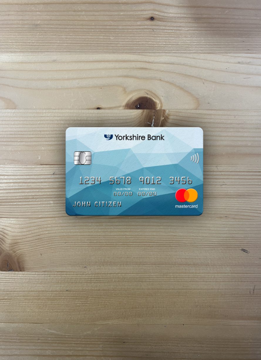 Hochwertige Herunterladen Vereinigtes Königreich Yorkshire Bank Mastercard Foto-Look Vorderseite Photoshop Vorlage
