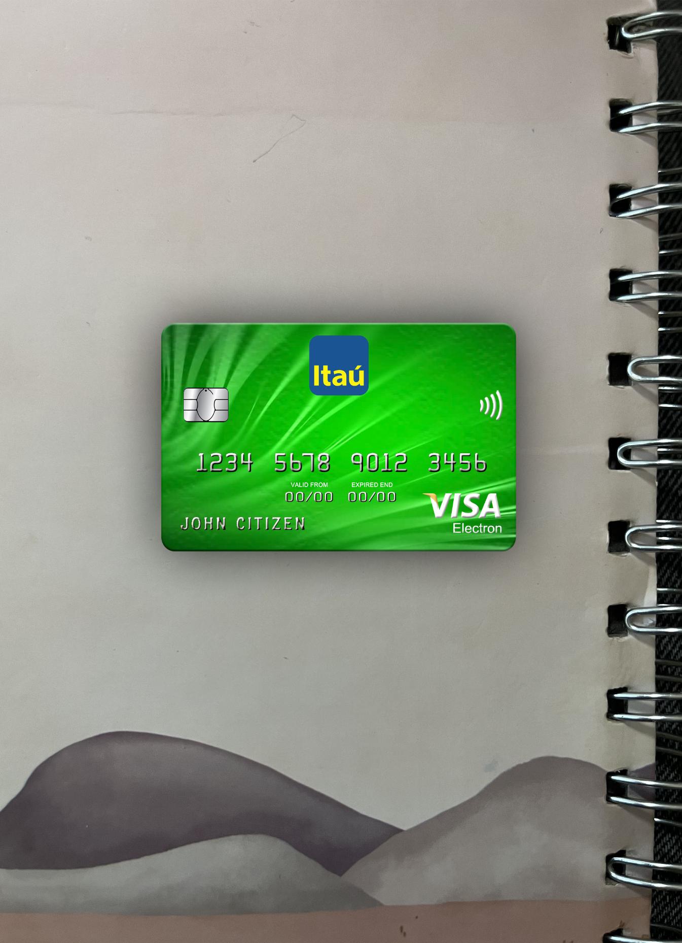 Premium Herunterladen Uruguay Itau Bank Visa Electron Karte Foto-Look Vorderseite Photoshop Vorlage