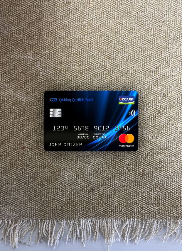 Hochwertige Herunterladen Usbekistan Qishloq Qurilish Bank Mastercard Foto-Look Vorderseite Photoshop Vorlage