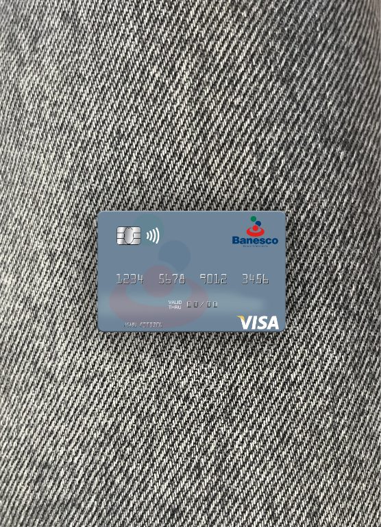 Professionelle Herunterladen Venezuela Banesco Banco Universal Visa Karte Foto-Look Vorderseite Photoshop Vorlage