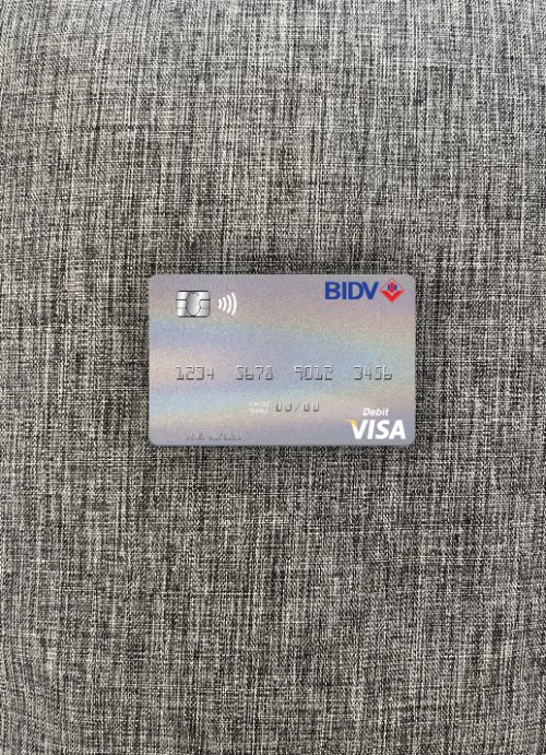 Premium Herunterladen Vietnam BIDV Visa Debit Karte Foto-Look Vorderseite Photoshop Vorlage