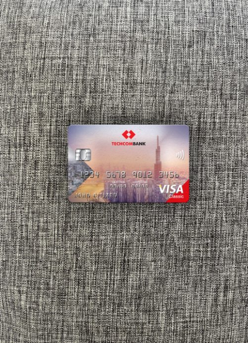 Editierbare Herunterladen Vietnam Techcombank Visa Classic Karte Foto-Look Vorderseite Photoshop Vorlage