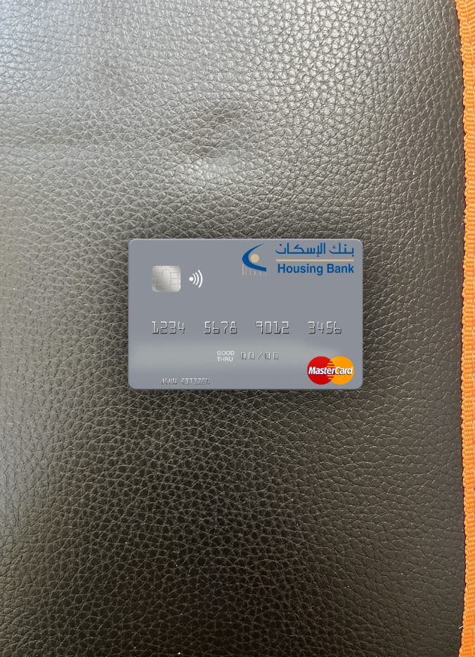 Realistische Herunterladen Jemen Housing Bank Mastercard Foto-Look Vorderseite Photoshop Vorlage