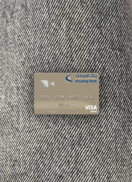 Professionelle Herunterladen Jemen Housing Bank Visa Debit Karte Vorderseite Photoshop Vorlage