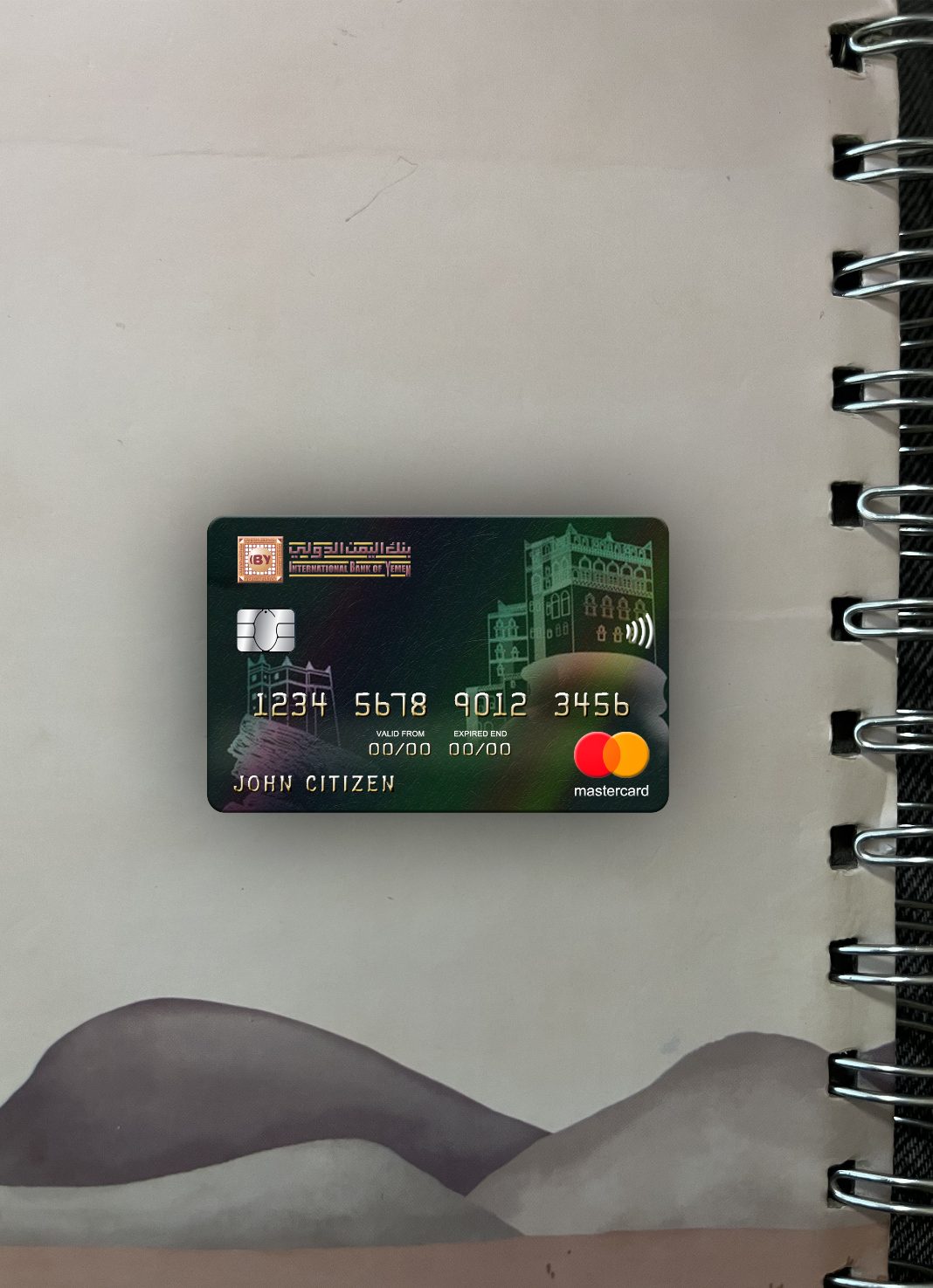 Hochwertige Herunterladen Jemen Internationale Bank Mastercard Foto-Look Vorderseite Photoshop Vorlage