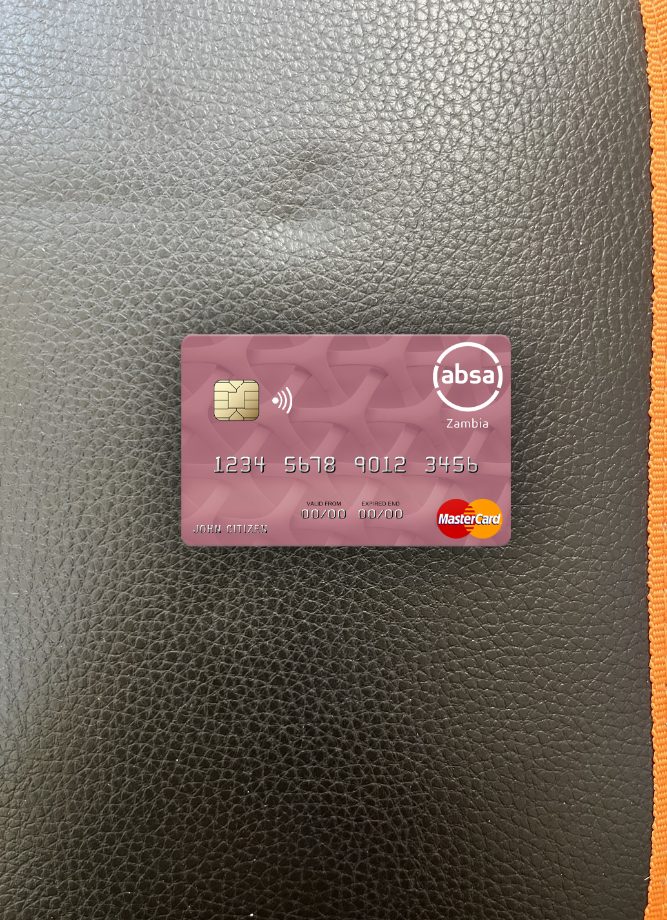 Realistische Herunterladen Sambia Absa Bank Sambia Plc Mastercard Foto-Look Vorderseite Photoshop Vorlage