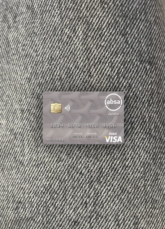 Hochwertige Herunterladen Sambia Absa Bank Sambia Plc Visa Debit Karte Foto-Look Vorderseite Photoshop Vorlage