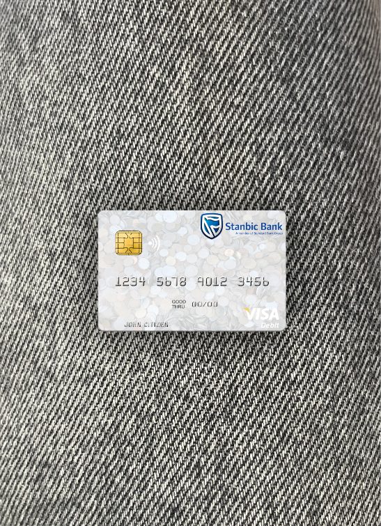Professionelle Herunterladen Simbabwe Stanbic Bank Visa Debit Karte Foto-Look Vorderseite Photoshop Vorlage