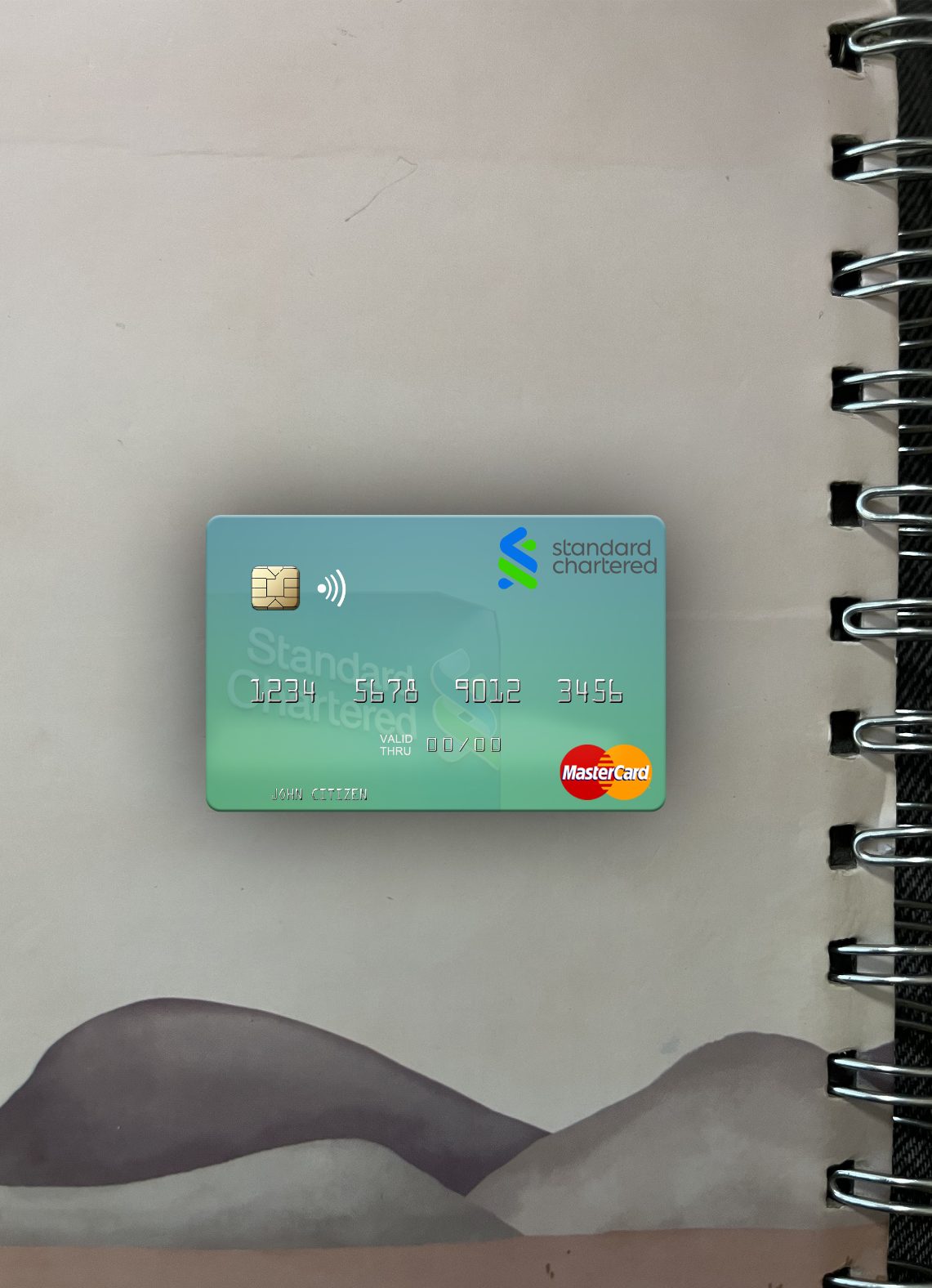 Realistische Herunterladen Simbabwe Standard Chartered Mastercard Foto-Look Vorderseite Photoshop Vorlage