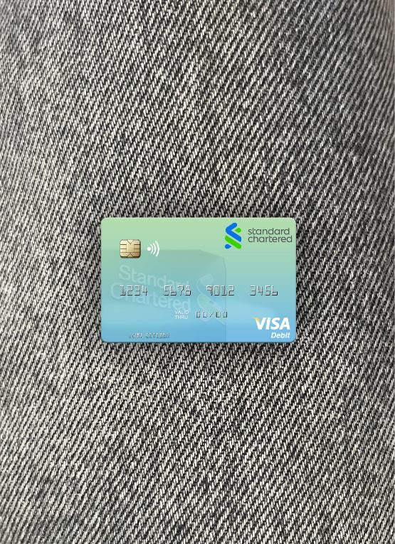 Professionelle Herunterladen Simbabwe Standard Chartered Visa Debit Karte Foto-Look Vorderseite Photoshop Vorlage