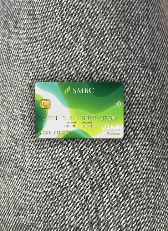 Japan Sumitomo Mitsui Banking Konzern (SMBC) Bank Visa Electron Karte Foto-Look Vorderseite modell