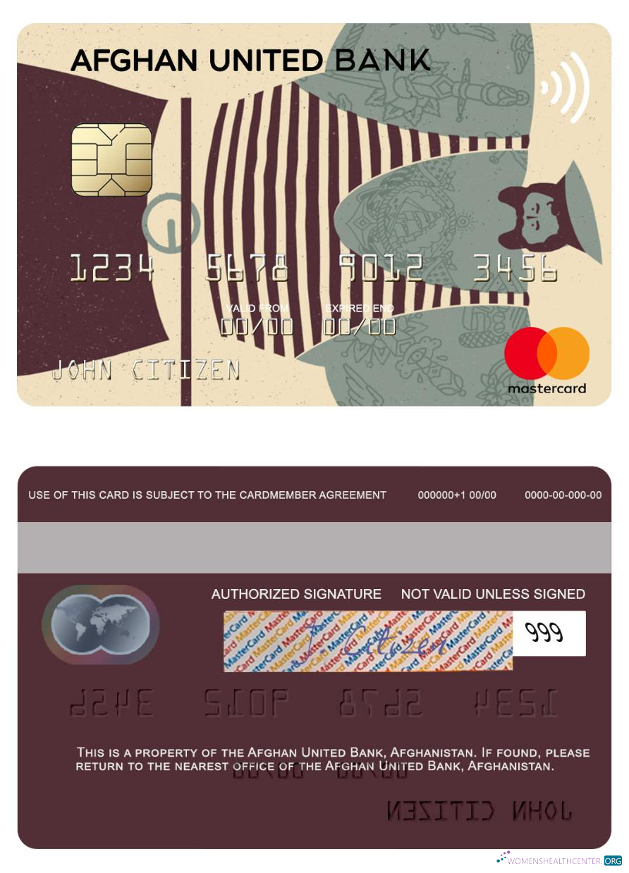 Professionelle Herunterladen Afghanistan Afghan Vereint Bank Mastercard Photoshop Vorlage