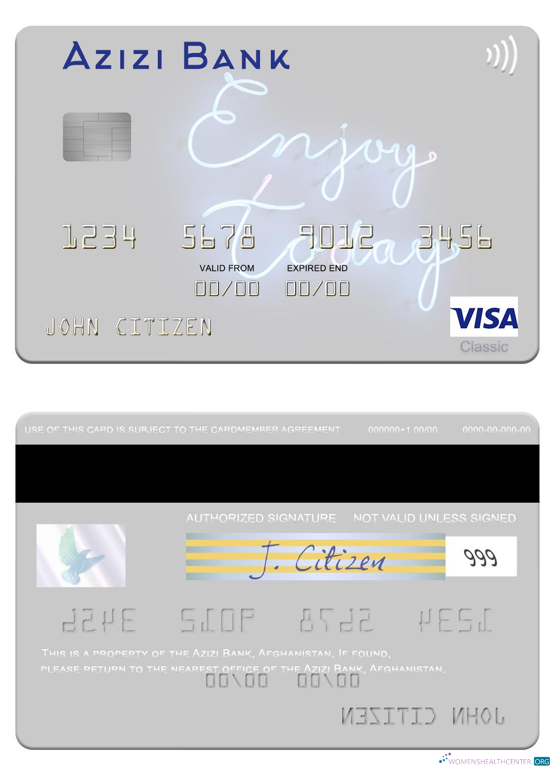 Premium Herunterladen Afghanistan Azizi Bank Visa Karte Photoshop Vorlage