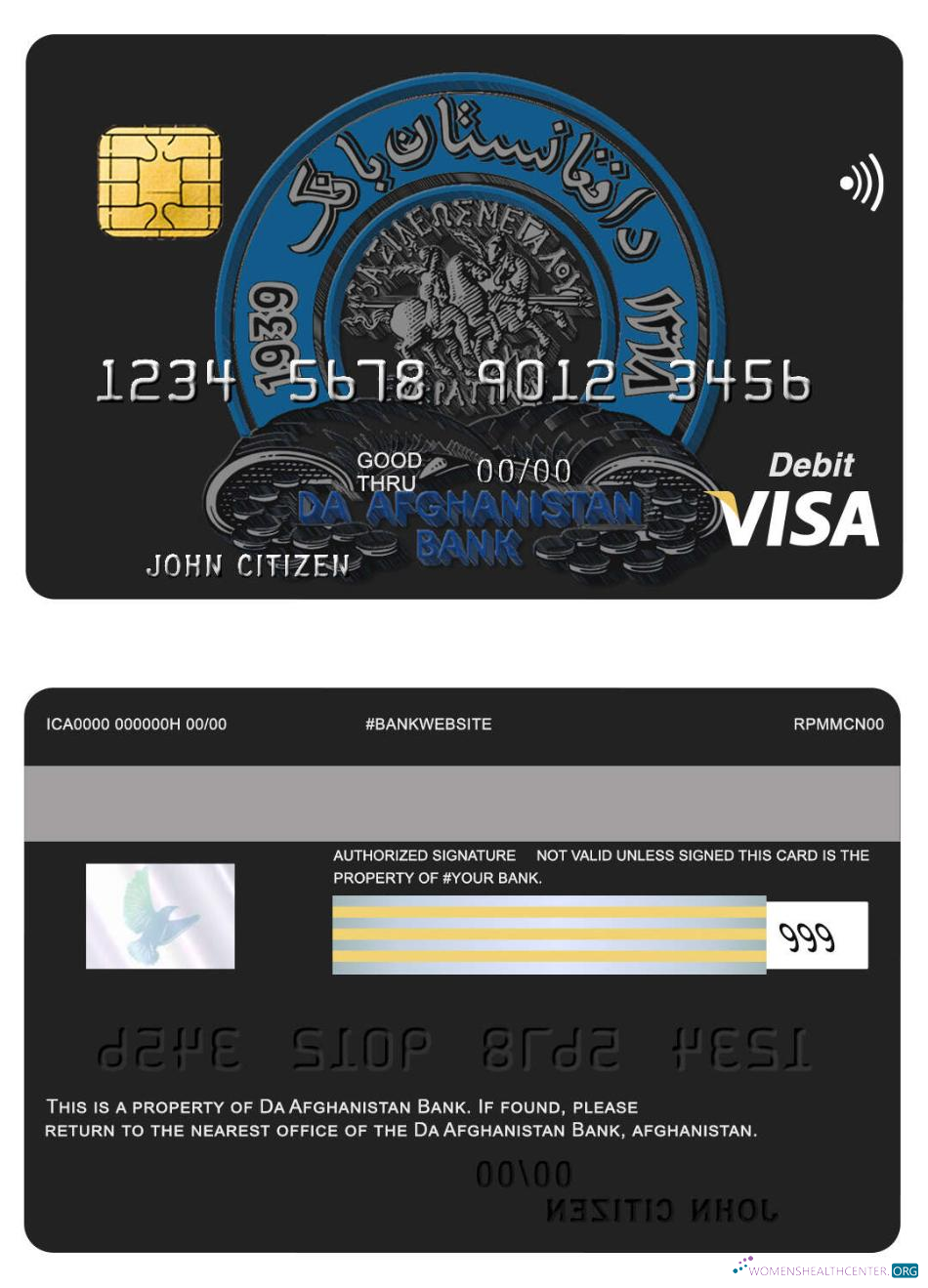 Realistische Herunterladen Afghanistan Da Bank Visa Karte Photoshop Vorlage