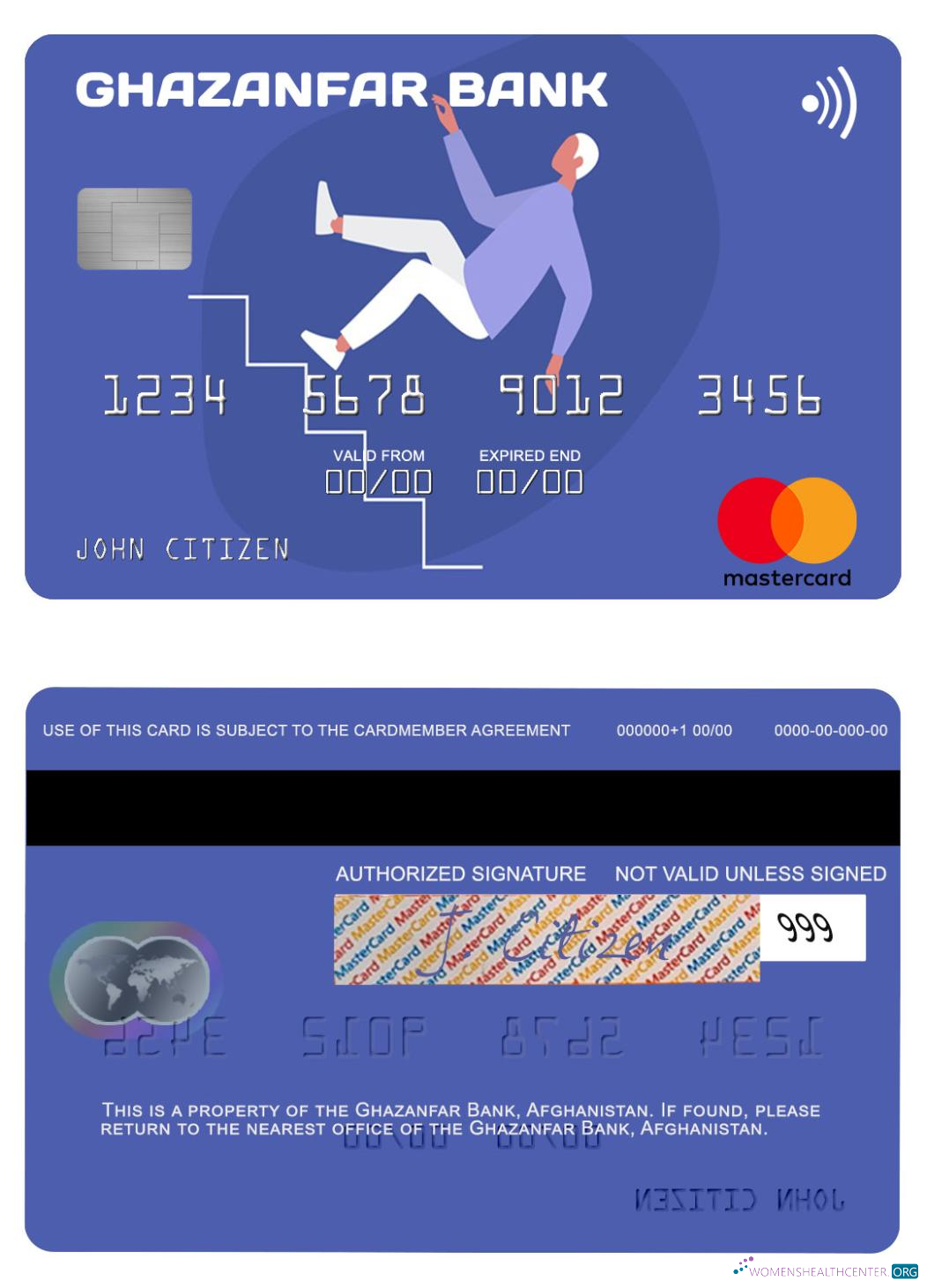 Hochwertige Herunterladen Afghanistan Ghazanfar Bank Mastercard Photoshop Vorlage