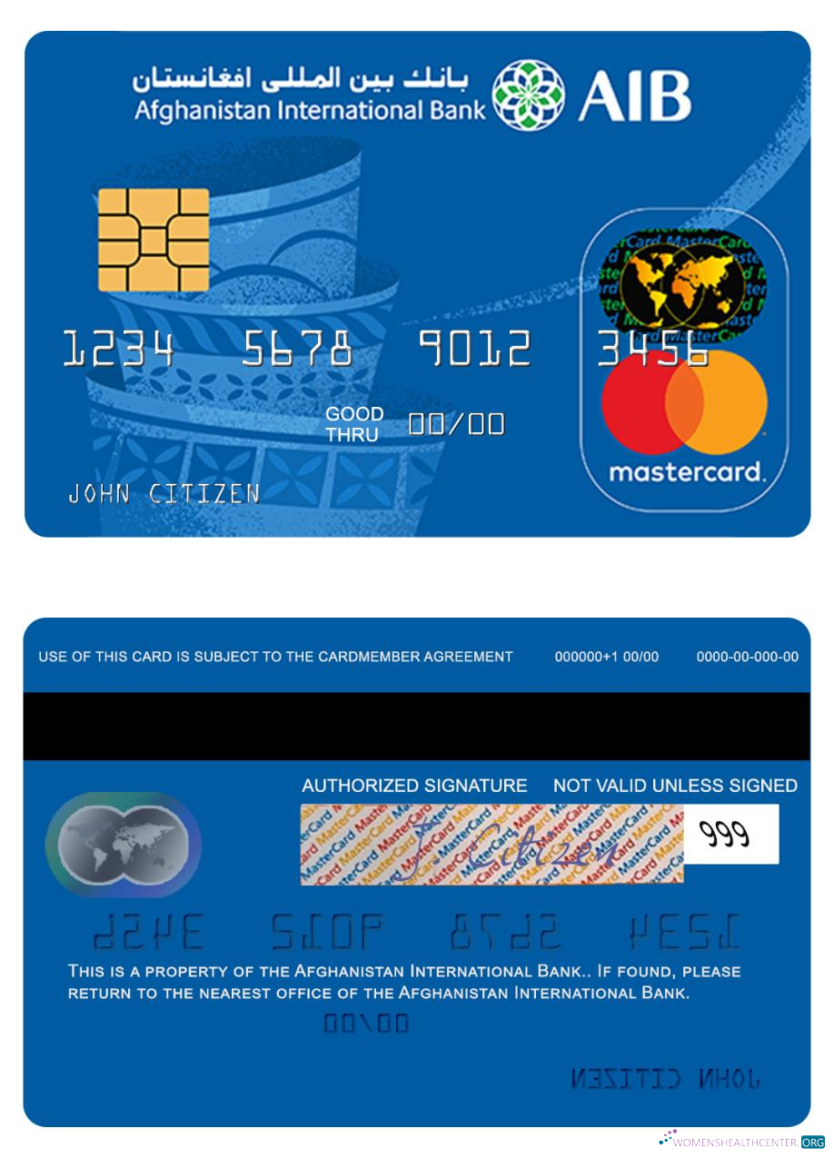 Editierbare Herunterladen Afghanistan Internationale Bank Prepaid Mastercard Photoshop Vorlage