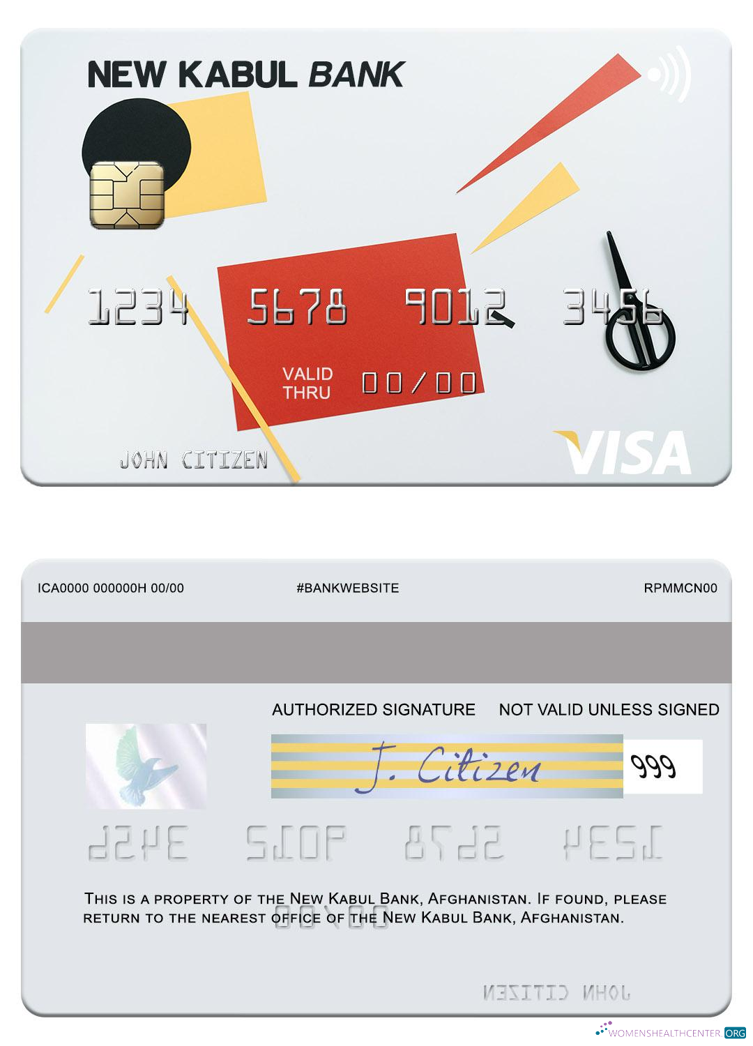 Hochwertige Herunterladen Afghanistan Neu Kabul Bank Visa Karte Photoshop Vorlage