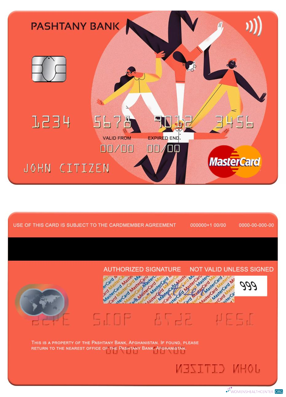 Professionelle Herunterladen Afghanistan Pashtany Bank Mastercard Photoshop Vorlage