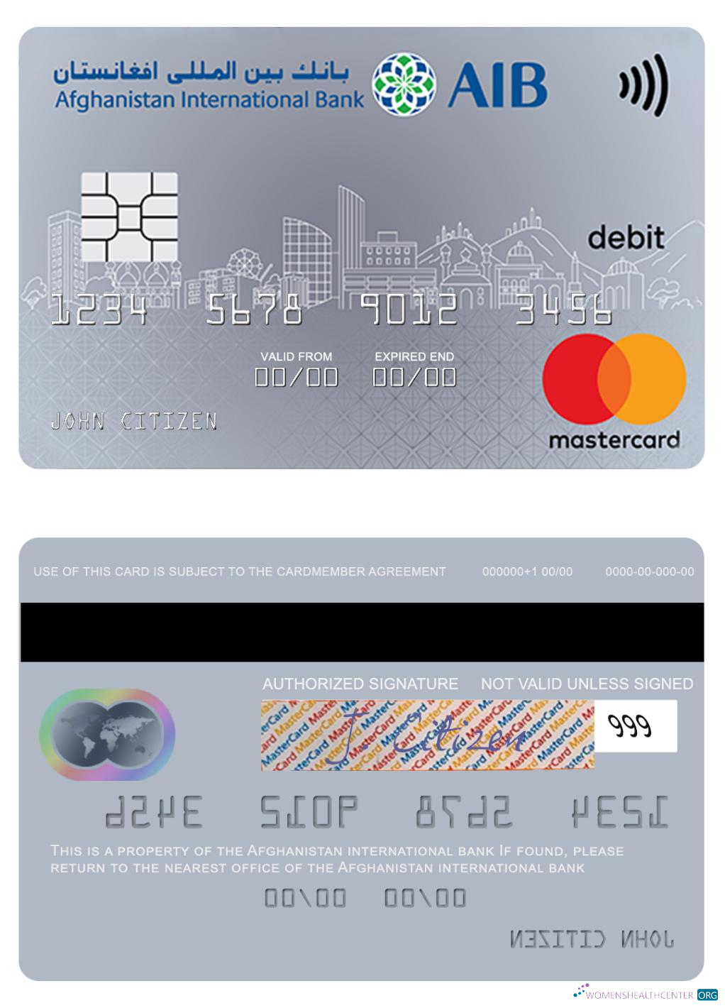 Premium Herunterladen Afghanistan Internationale Bank Mastercard Debit Photoshop Vorlage