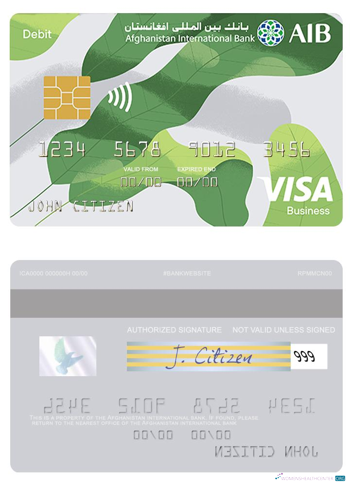 Hochwertige Herunterladen Afghanistan Internationale Bank Visa Geschäftlich Debit Karte Photoshop Vorlage