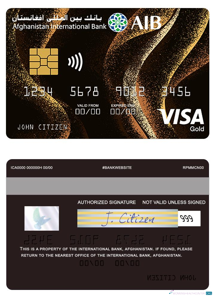 Premium Herunterladen Afghanistan Internationale Bank Visa Gold Kredit Karte Photoshop Vorlage