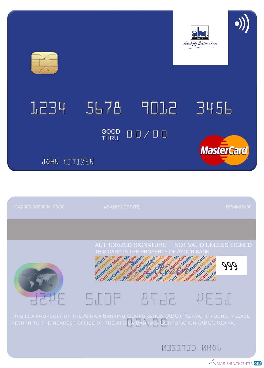 Professionelle Herunterladen Africa Banking Konzern (ABC) Kenia Mastercard Photoshop Vorlage