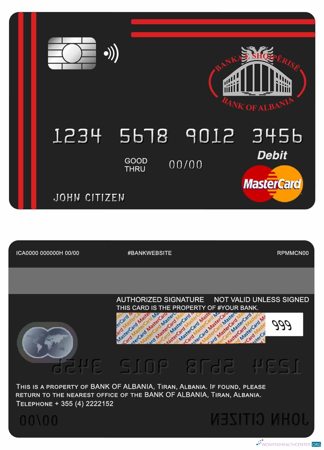 Hochwertige Herunterladen Albanien Bank von Albanien Mastercard Debit Karte Photoshop Vorlage