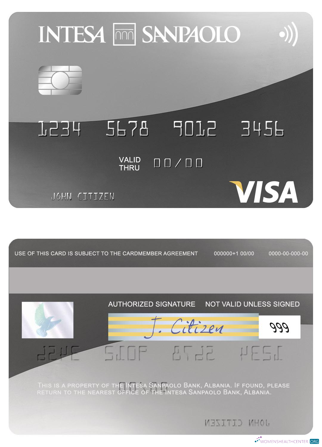 Realistische Herunterladen Albanien Intesa Sanpaolo Bank Visa Karte Photoshop Vorlage