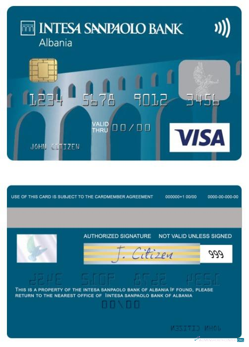 Professionelle Herunterladen Albanien Intesa Sanpaolo Bank Visa Debit Karte Photoshop Vorlage
