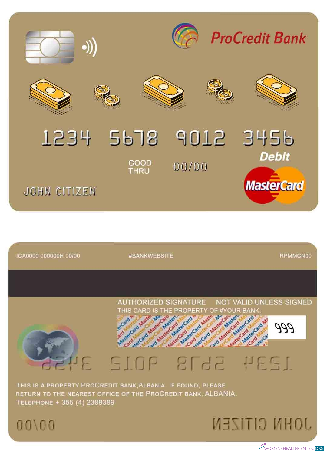 Hochwertige Herunterladen Albanien ProCredit Bank Master Karte Photoshop Vorlage