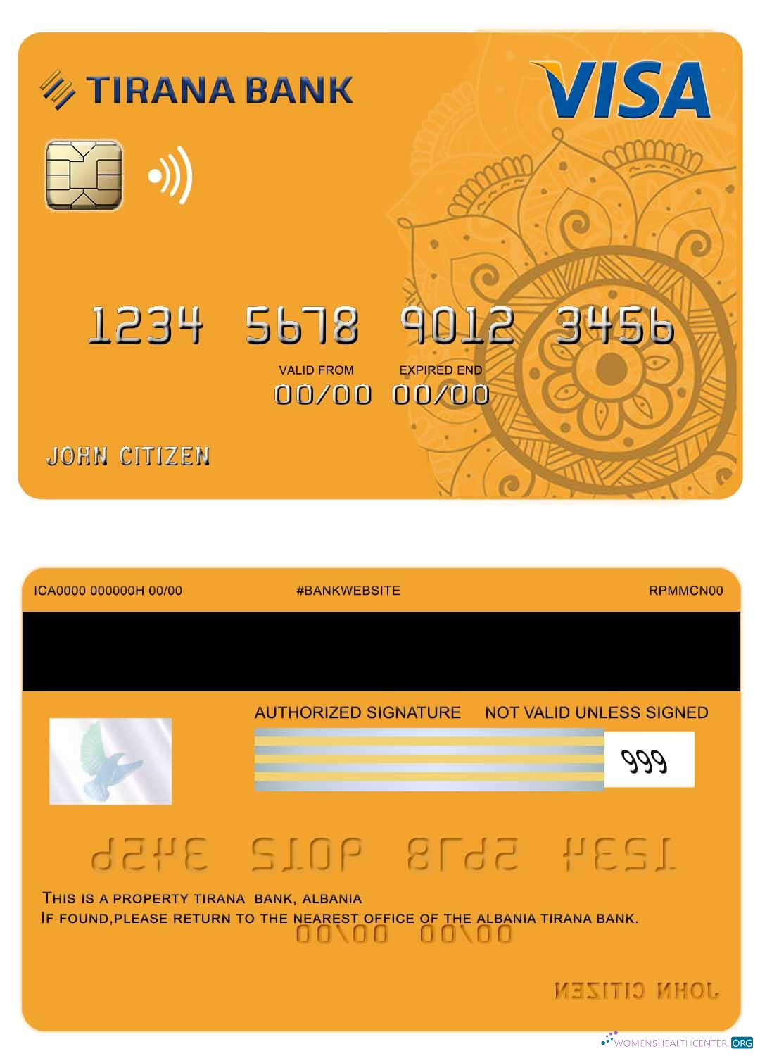 Editierbare Herunterladen Albanien Tirana Bank Visa Karte Photoshop Vorlage