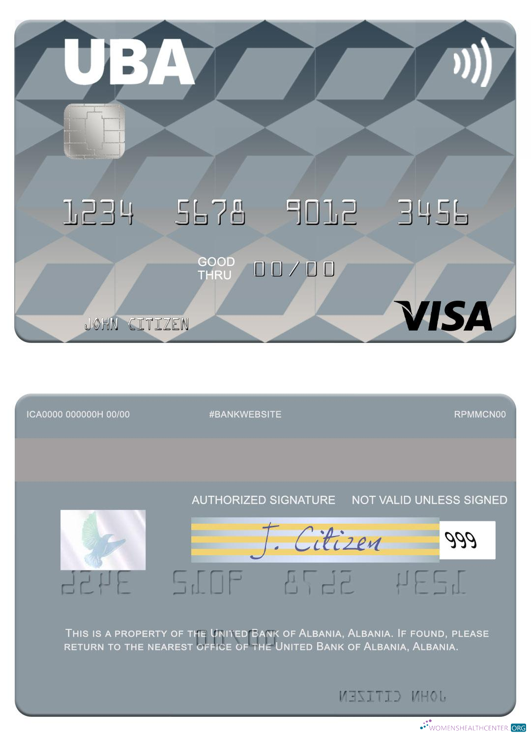 Editierbare Herunterladen Albanien Vereint Bank von Albanien Visa Karte Photoshop Vorlage