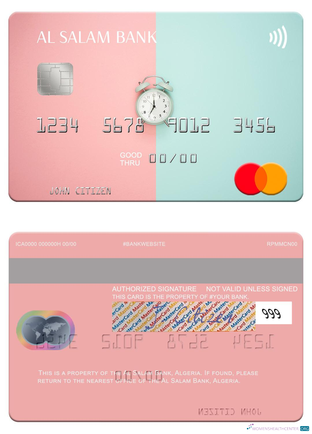 Hochwertige Herunterladen Algerien Al Salam Bank Mastercard Photoshop Vorlage