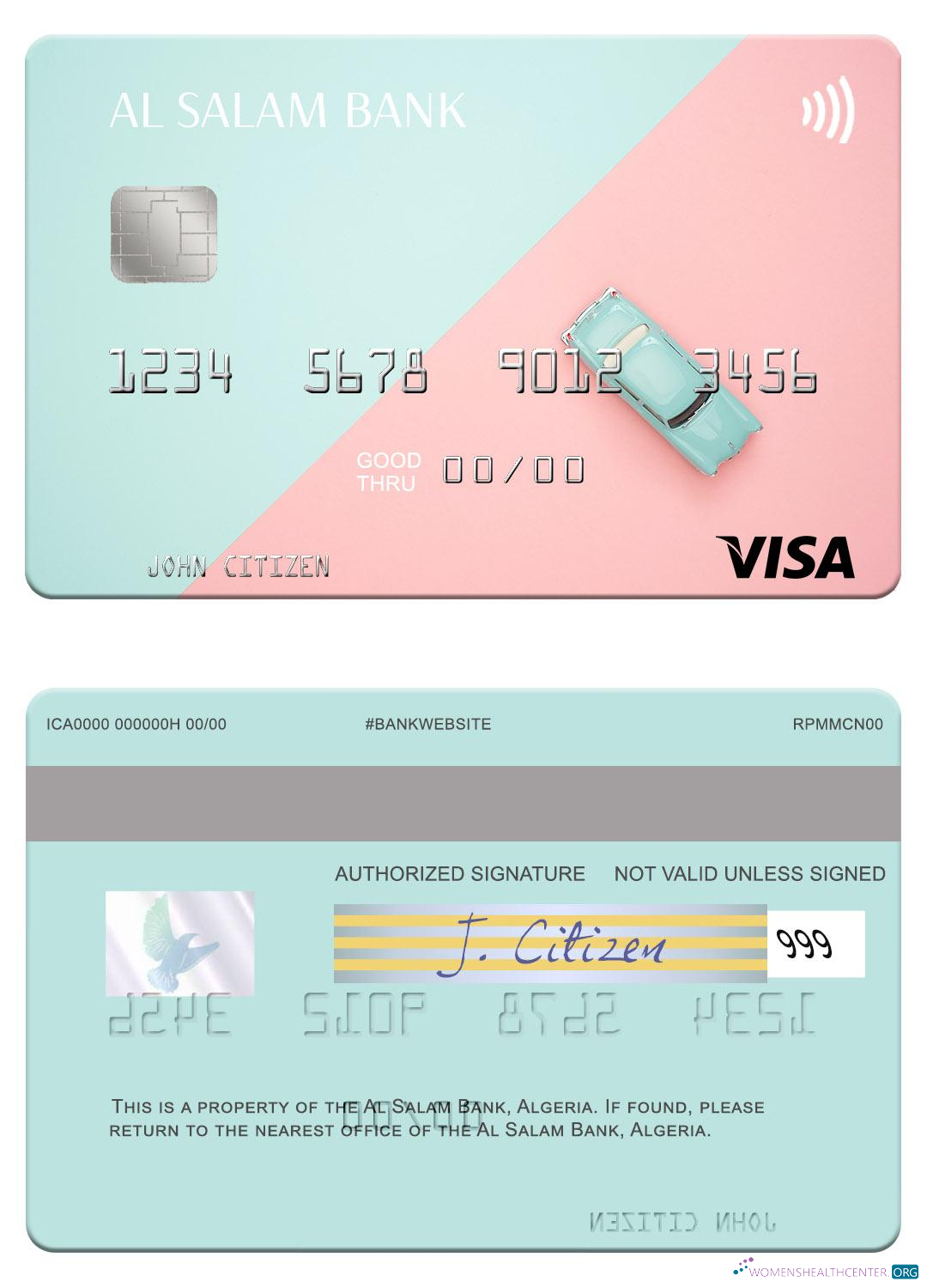 Realistische Herunterladen Algerien Al Salam Bank Visa Karte Photoshop Vorlage