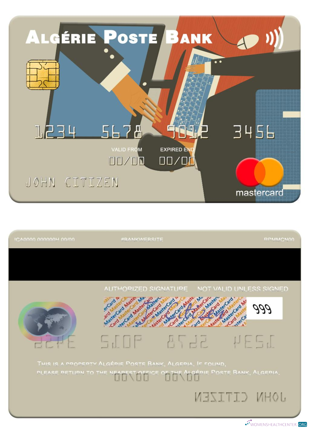 Professionelle Herunterladen Algerien Algérie Poste Bank Mastercard Photoshop Vorlage
