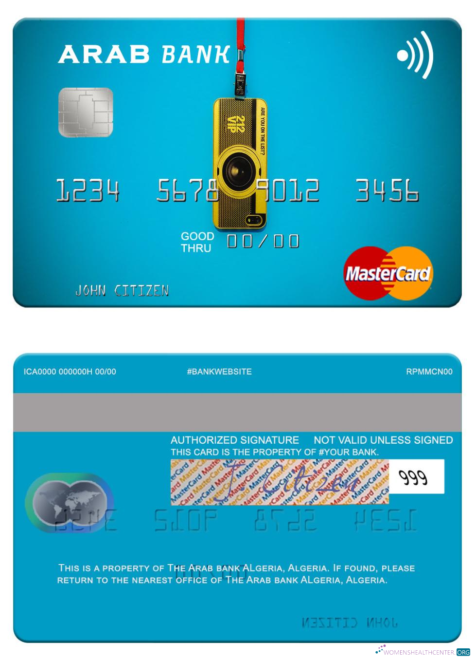 Realistische Herunterladen Algerien Arab Bank Algerien Mastercard Photoshop Vorlage