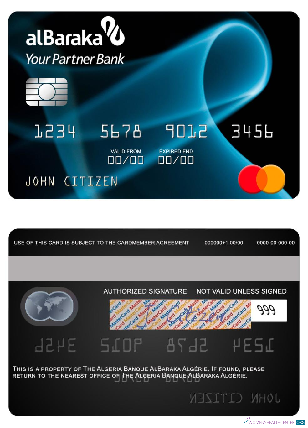 Hochwertige Herunterladen Algerien Banque AlBaraka Algérie Mastercard Photoshop Vorlage
