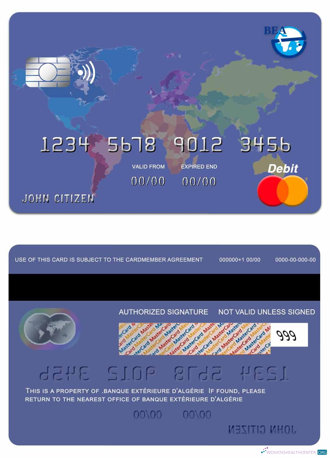 Realistische Herunterladen Algerien Banque Extérieure D'algérie Mastercard Photoshop Vorlage