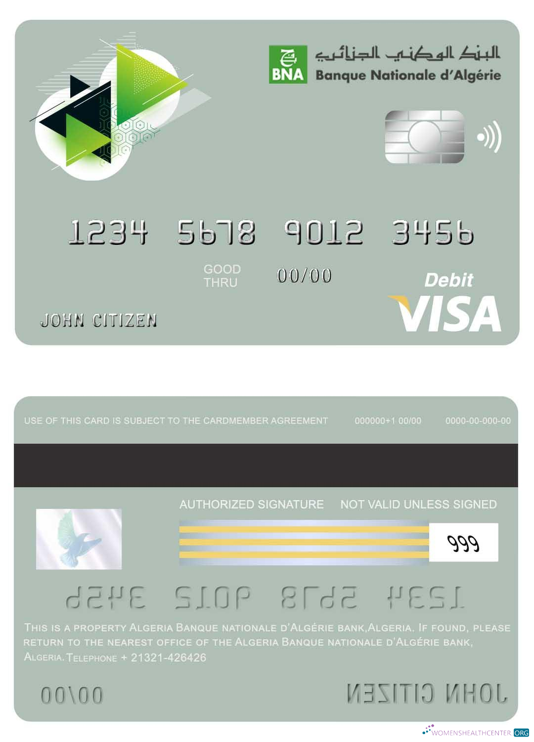 Hochwertige Herunterladen Algerien Banque Nationale D’Algérie (BNA) Bank Visa Karte Photoshop Vorlage