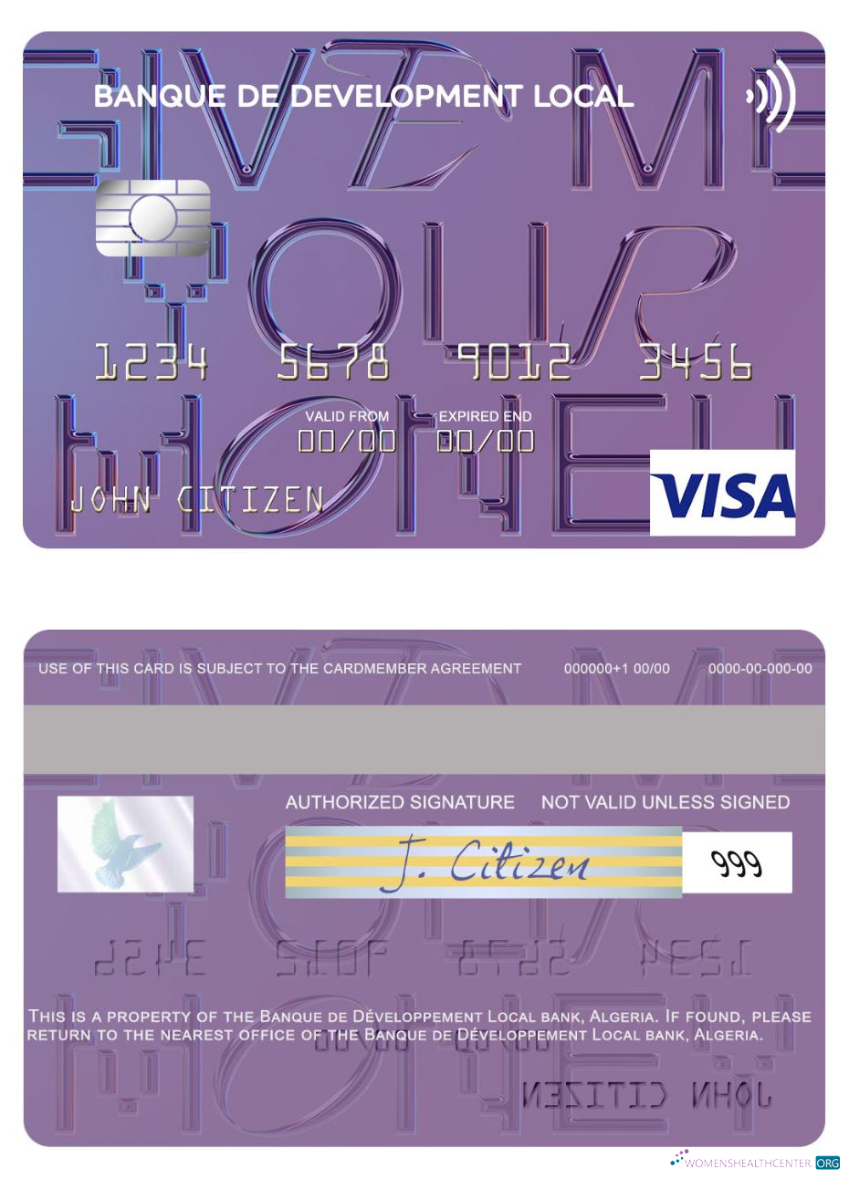 Hochwertige Herunterladen Algerien Banque de Développement Local Visa Karte Photoshop Vorlage