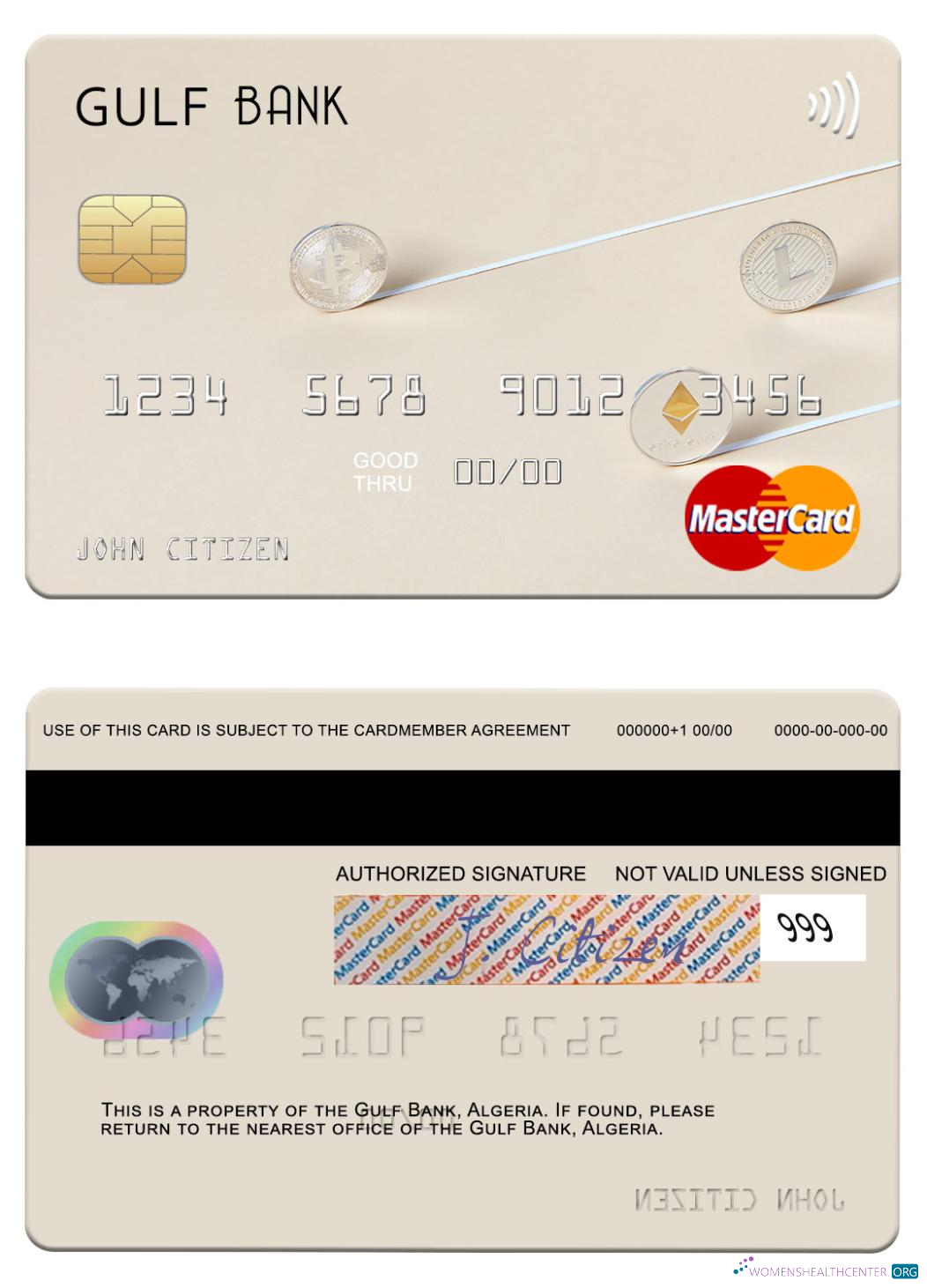 Hochwertige Herunterladen Algerien Gulf Bank Mastercard Photoshop Vorlage