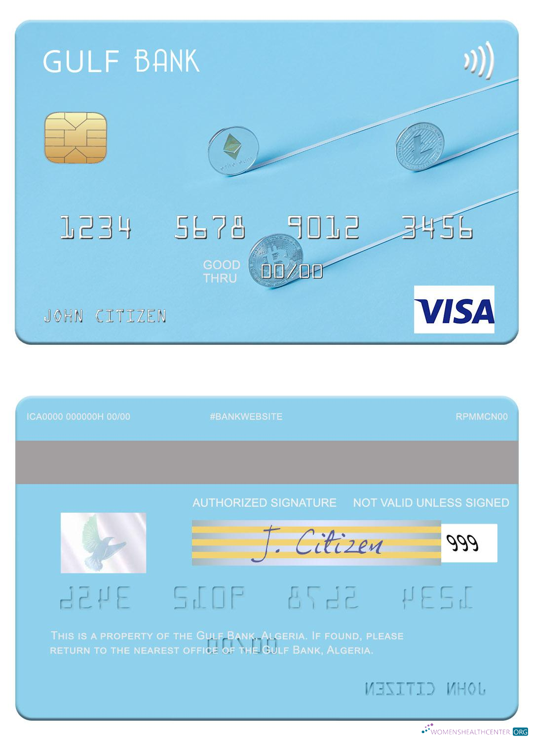 Premium Herunterladen Algerien Gulf Bank Visa Karte Photoshop Vorlage