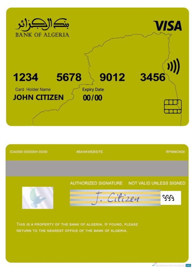 Hochwertige Herunterladen Algerien Bank von Algerien Visa Karte Photoshop Vorlage