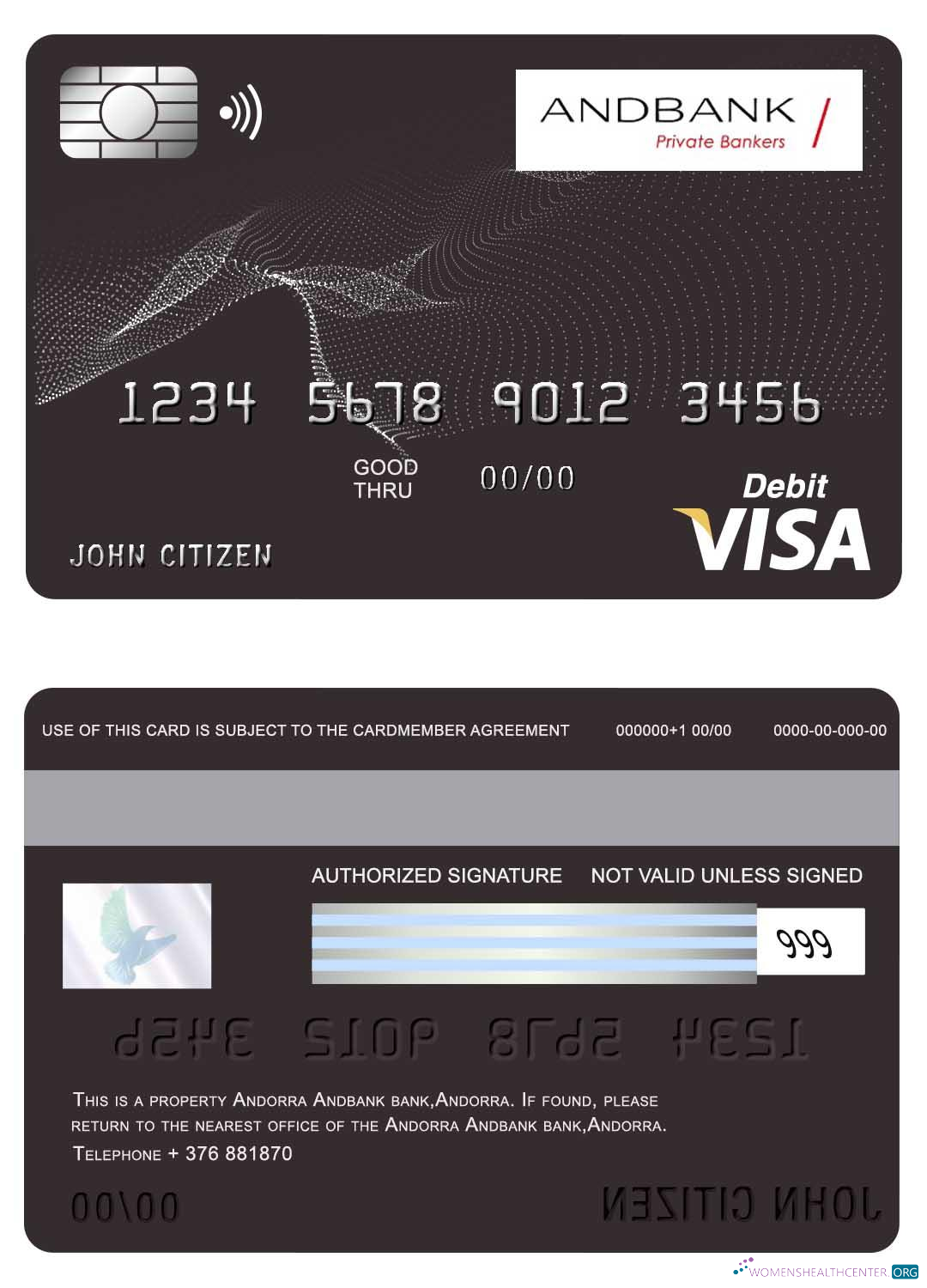 Realistische Herunterladen Andorra Andbank Bank Visa Karte Photoshop Vorlage