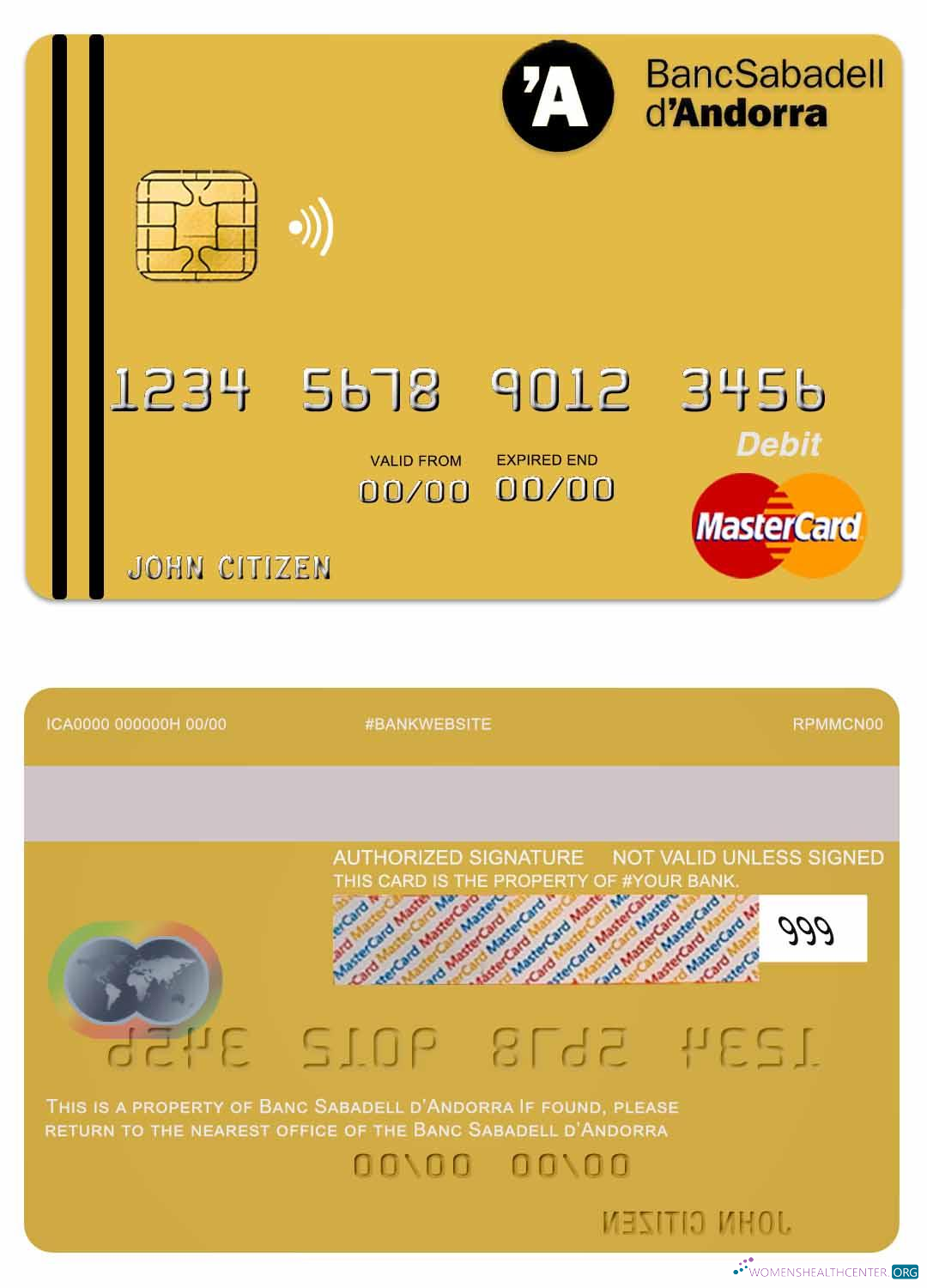 Hochwertige Herunterladen Andorra Bank Sabadell Mastercard Photoshop Vorlage