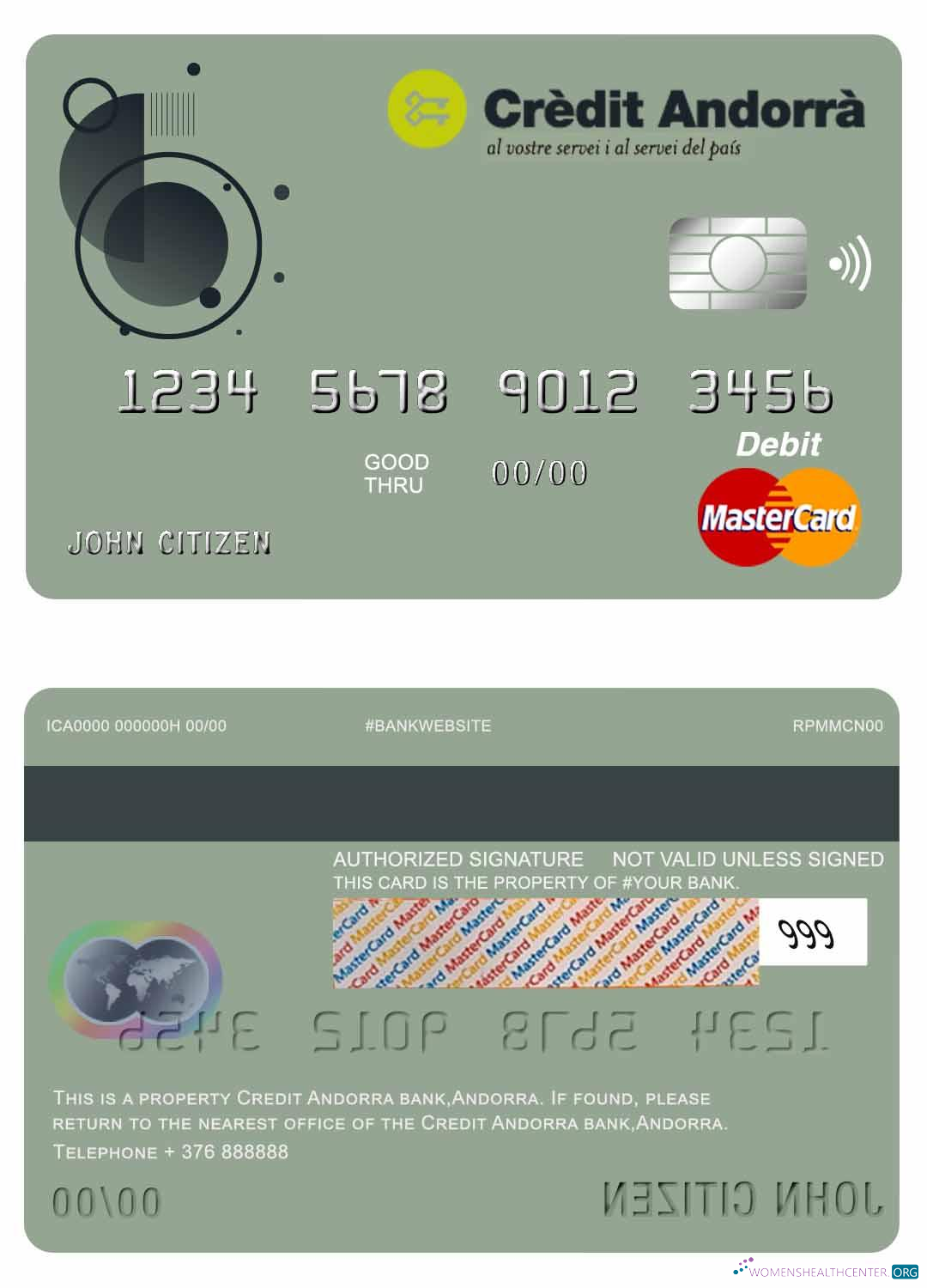 Editierbare Herunterladen Andorra Kredit Andorra Bank Master Karte Photoshop Vorlage