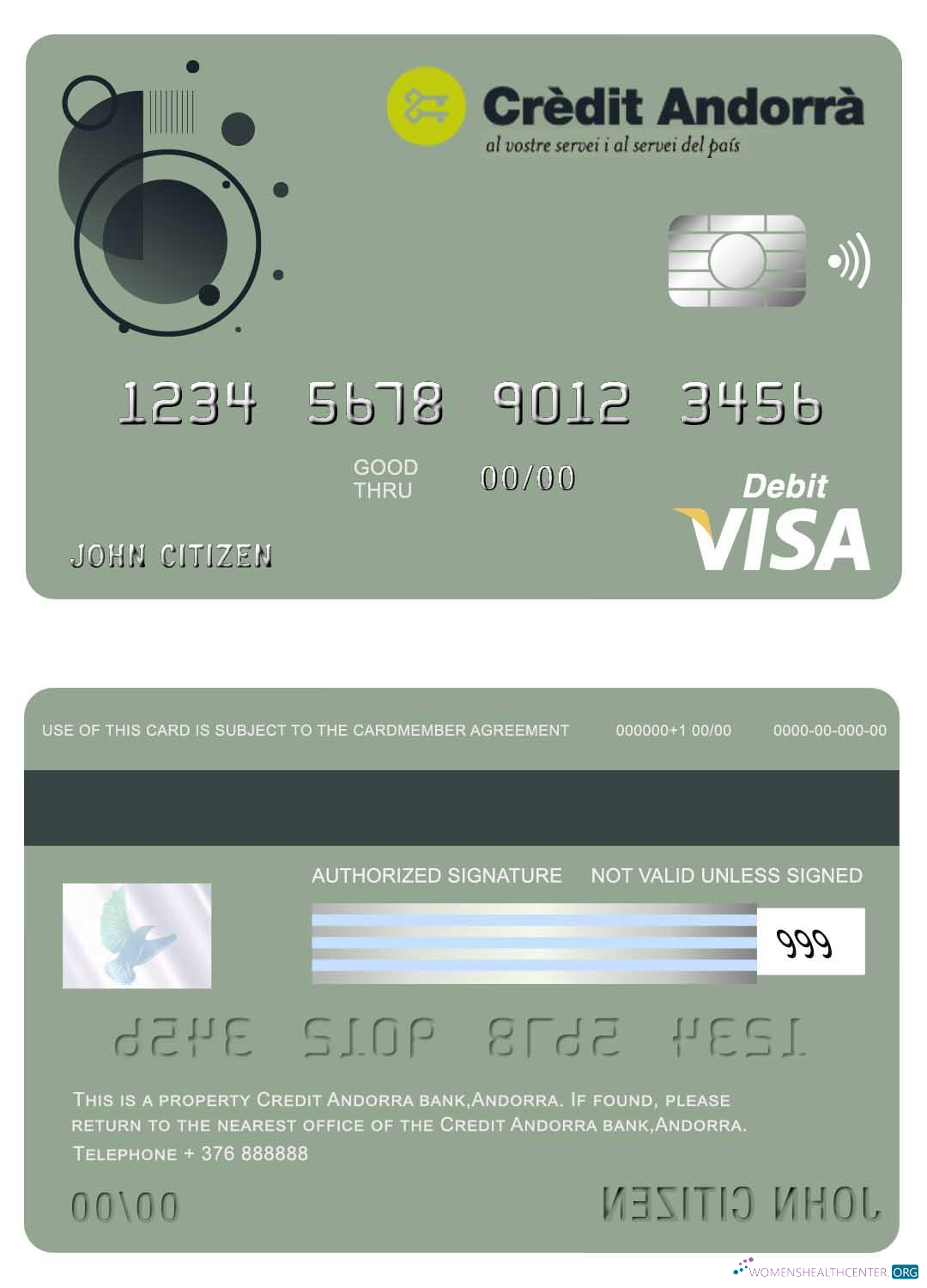 Editierbare Herunterladen Andorra Kredit Andorra Bank Visa Karte Photoshop Vorlage